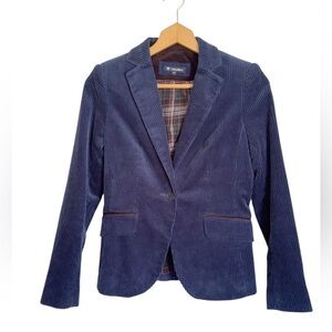 Caramelo Womens Blue Corduroy Elbow Patch Equestrian Preppy Blazer Jacket sz 36